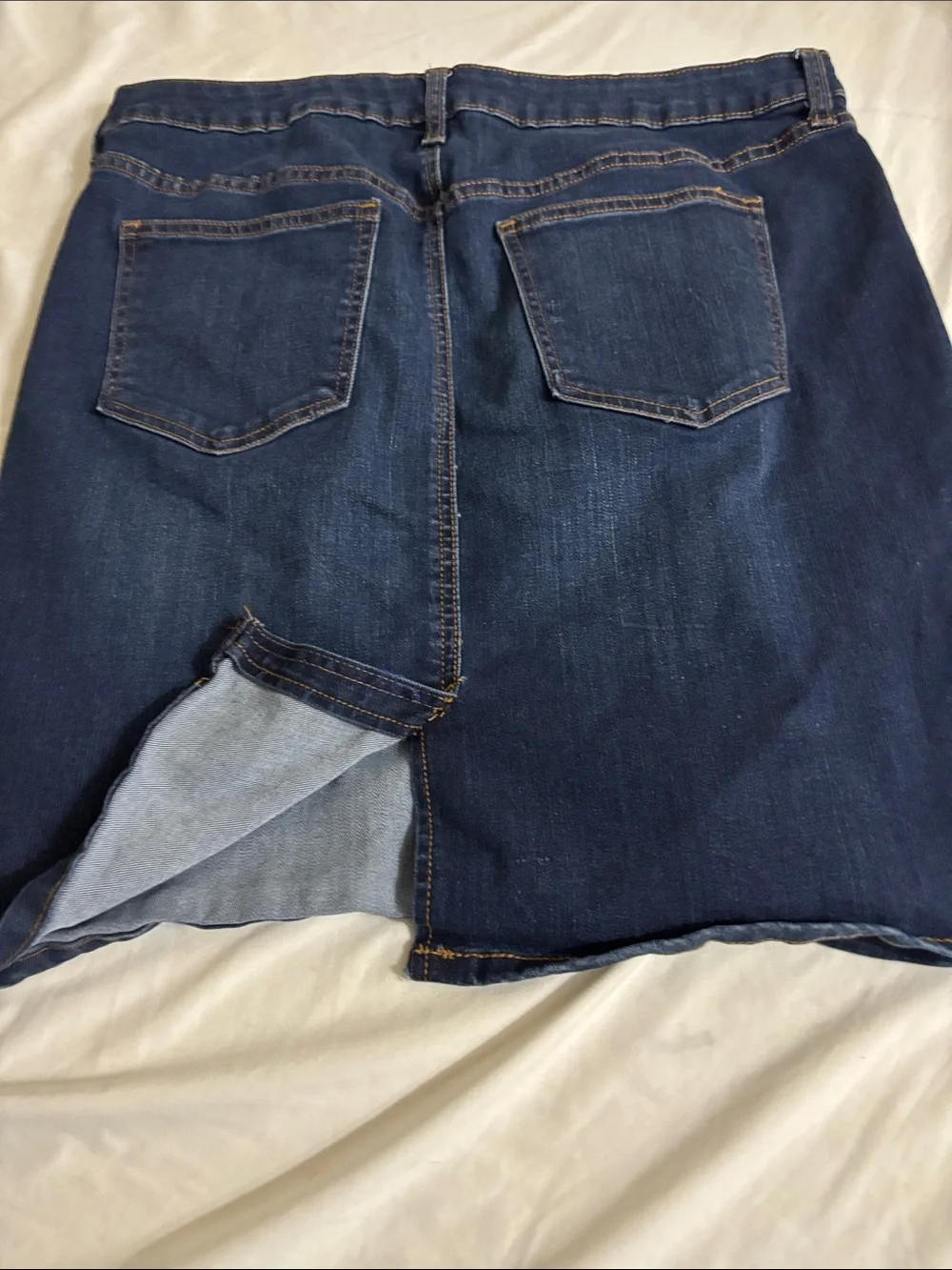Classic Dark Blue Denim Skirt western skater stretch Boho capsule wardrobe H